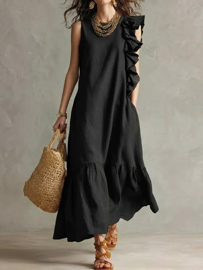 Ruffled Sleeveless Womens Dress