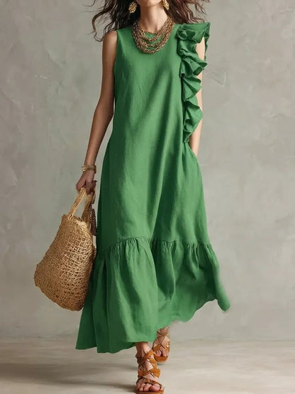 Ruffled Sleeveless Womens Dress