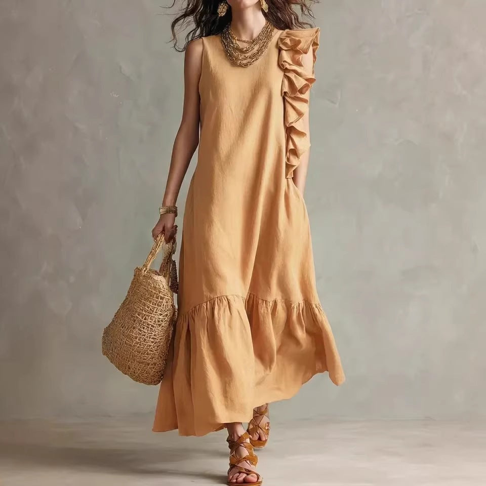 Ruffled Sleeveless Womens Dress