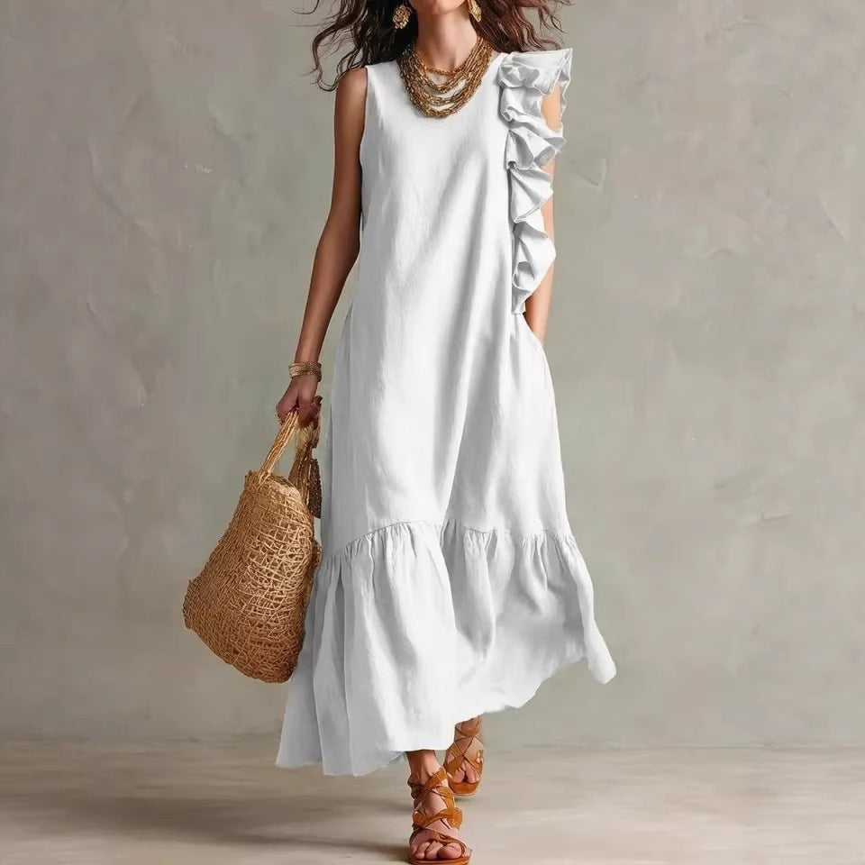 Ruffled Sleeveless Womens Dress