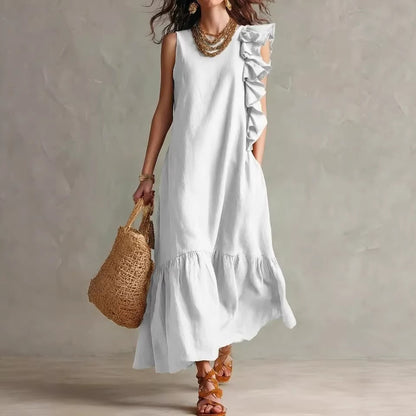Ruffled Sleeveless Womens Dress
