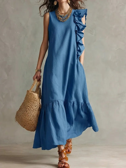 Ruffled Sleeveless Womens Dress