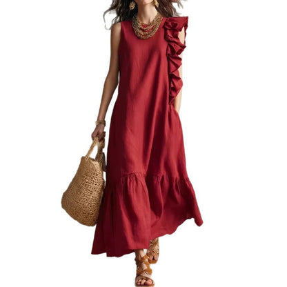 Ruffled Sleeveless Womens Dress