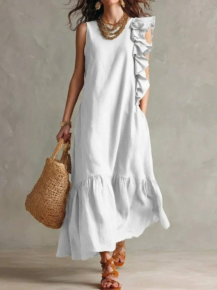 Ruffled Sleeveless Womens Dress