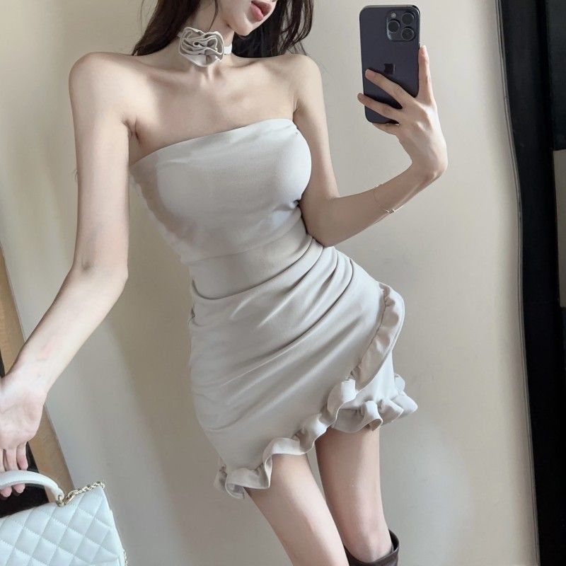 Ruffled Tube Top Dress for Women