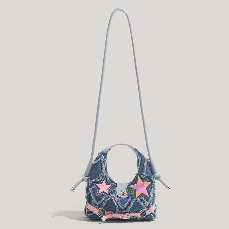Rugged denim crossbody bag