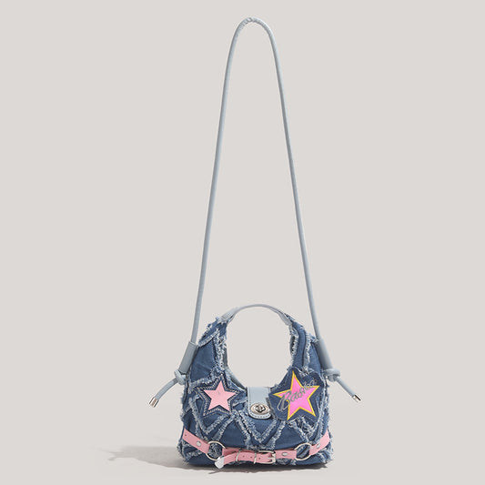 Rugged denim crossbody bag