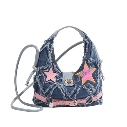 Rugged denim crossbody bag