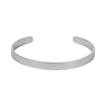 Rune C-Shaped Open Ring Stainless Steel Bracelet