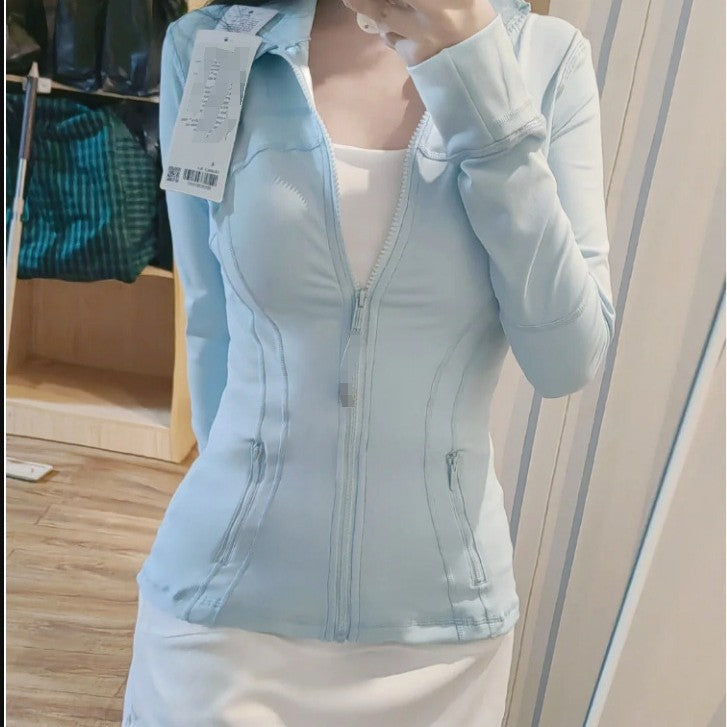 Running tight-fitting button-down zipper jacket