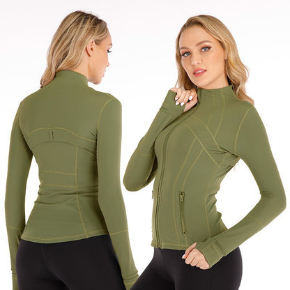 Running tight-fitting button-down zipper jacket