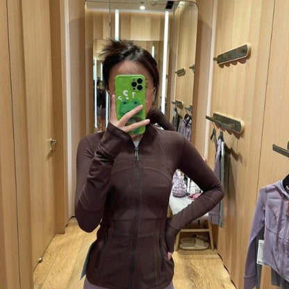 Running tight-fitting button-down zipper jacket
