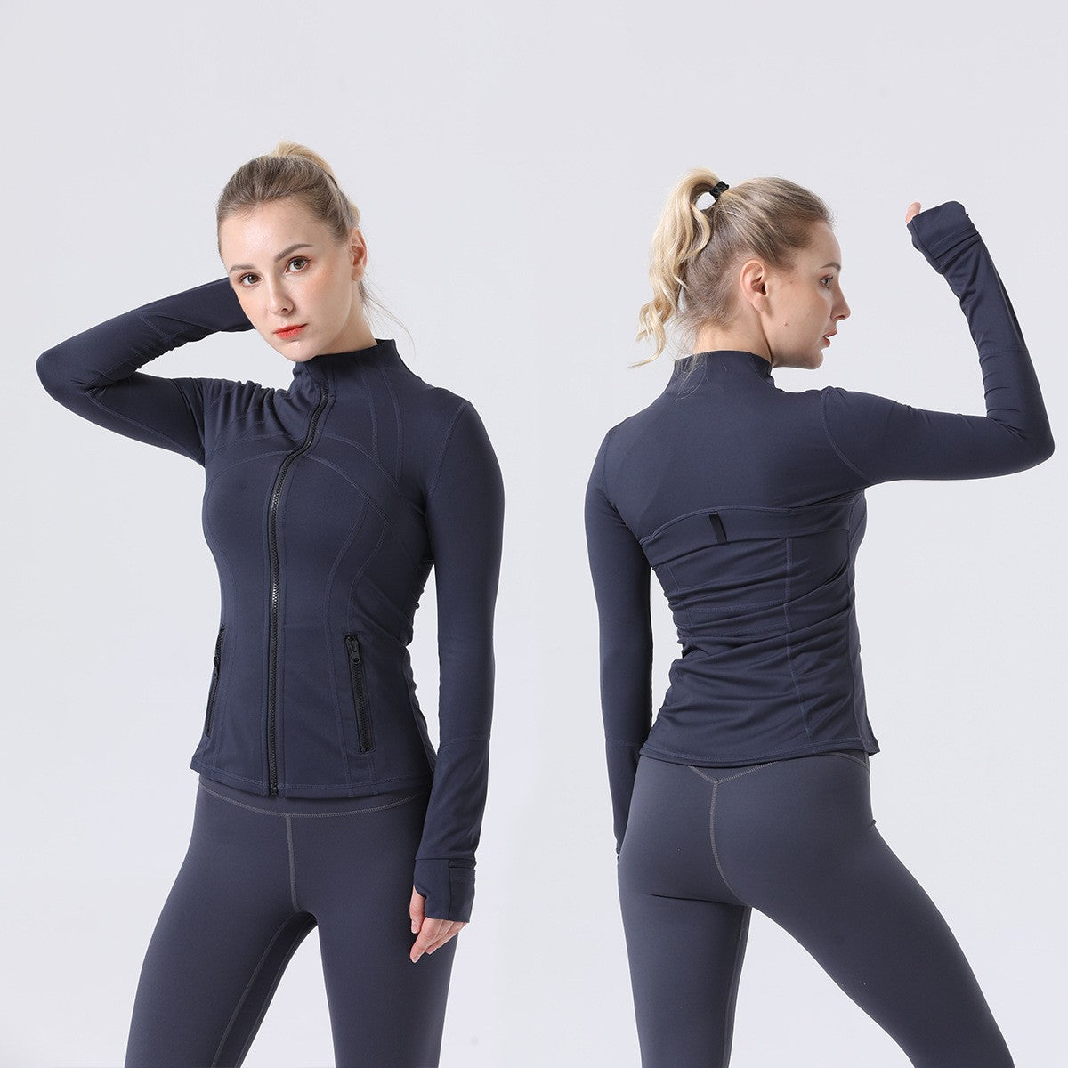 Running tight-fitting button-down zipper jacket