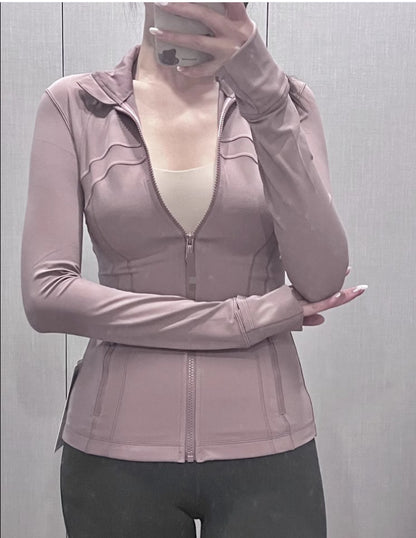 Running tight-fitting button-down zipper jacket