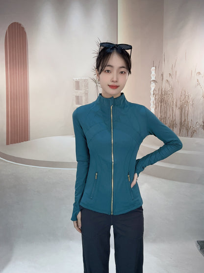 Running tight-fitting button-down zipper jacket