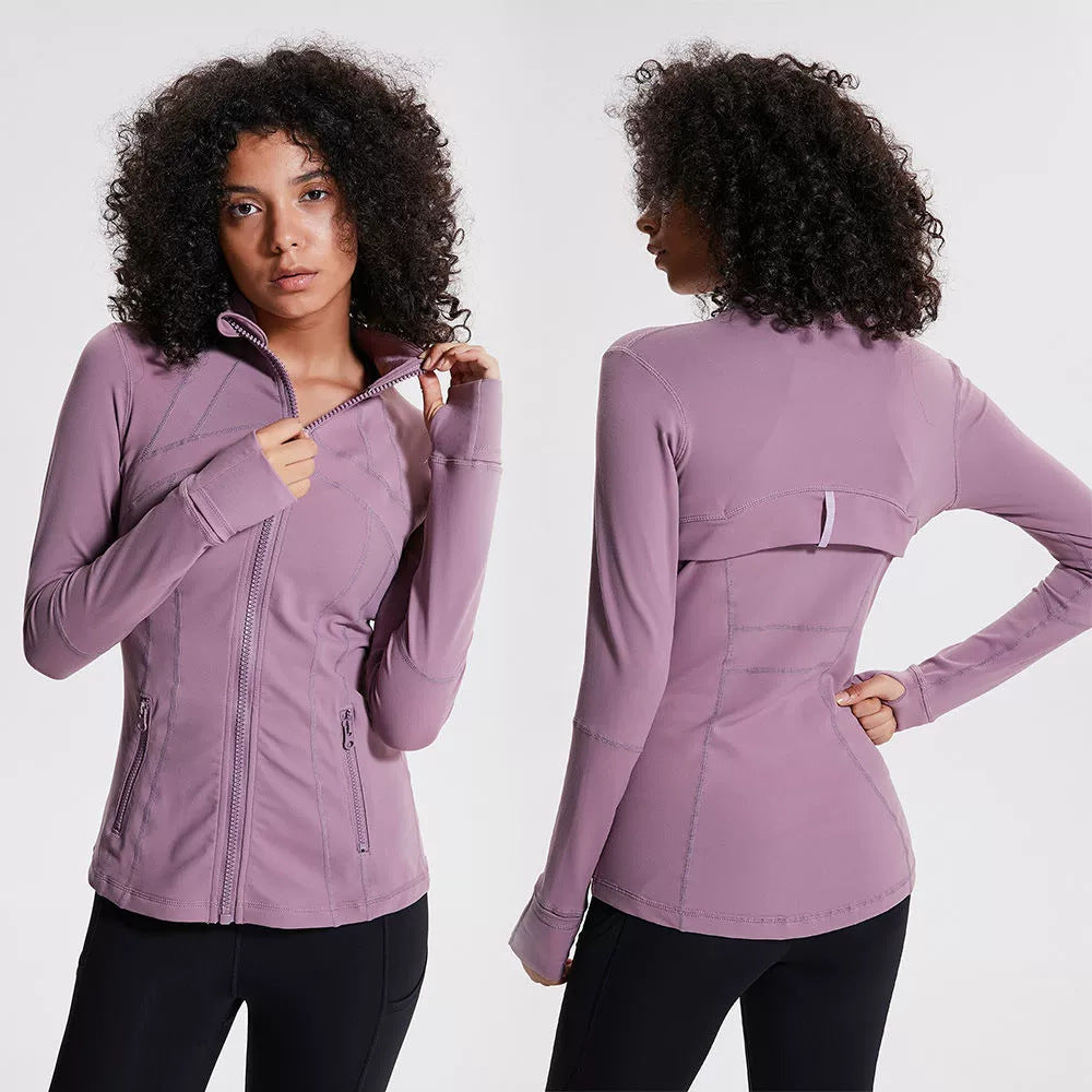 Running tight-fitting button-down zipper jacket