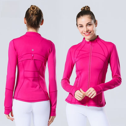 Running tight-fitting button-down zipper jacket