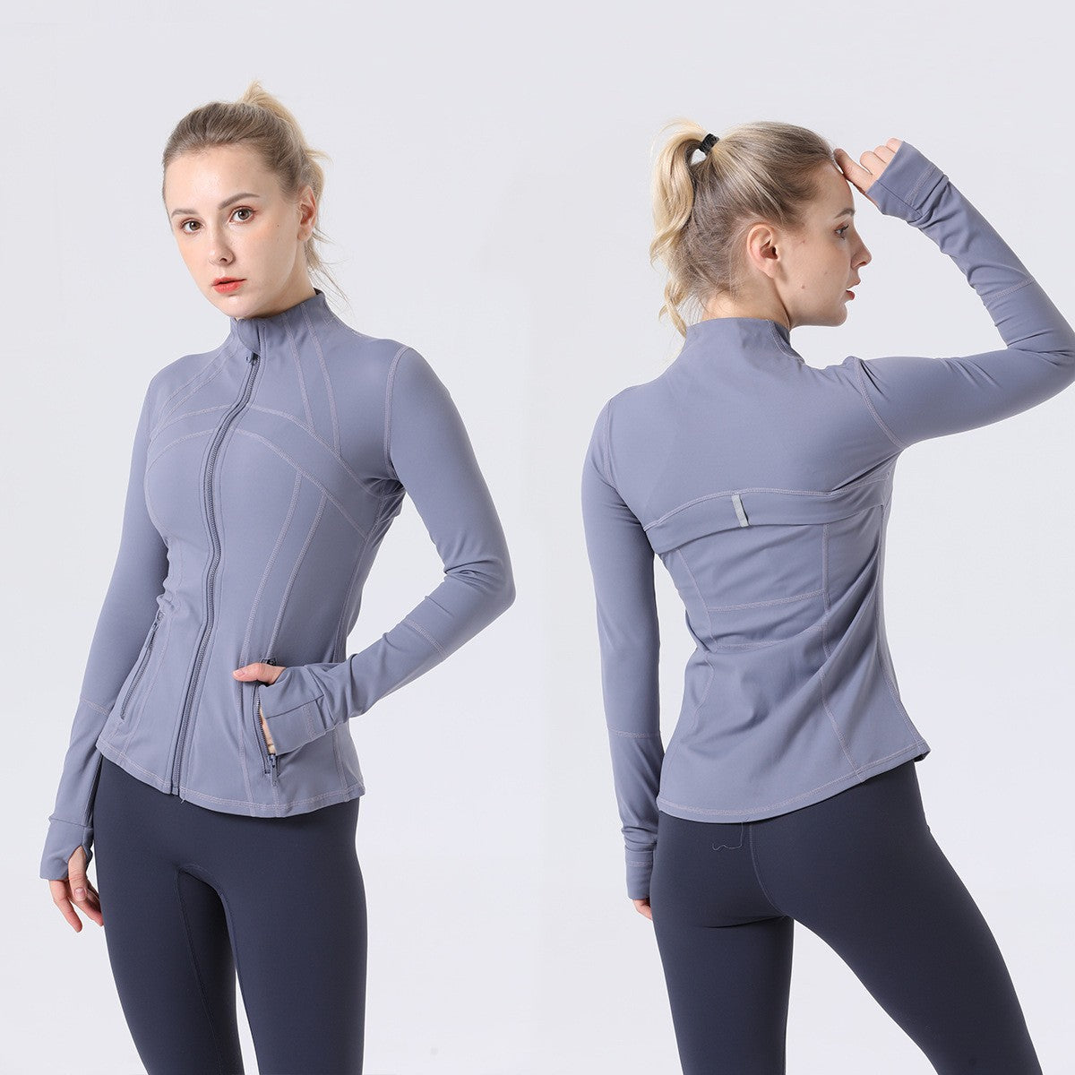 Running tight-fitting button-down zipper jacket