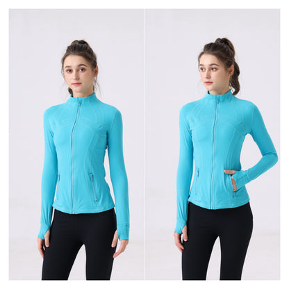Running tight-fitting button-down zipper jacket