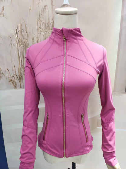 Running tight-fitting button-down zipper jacket