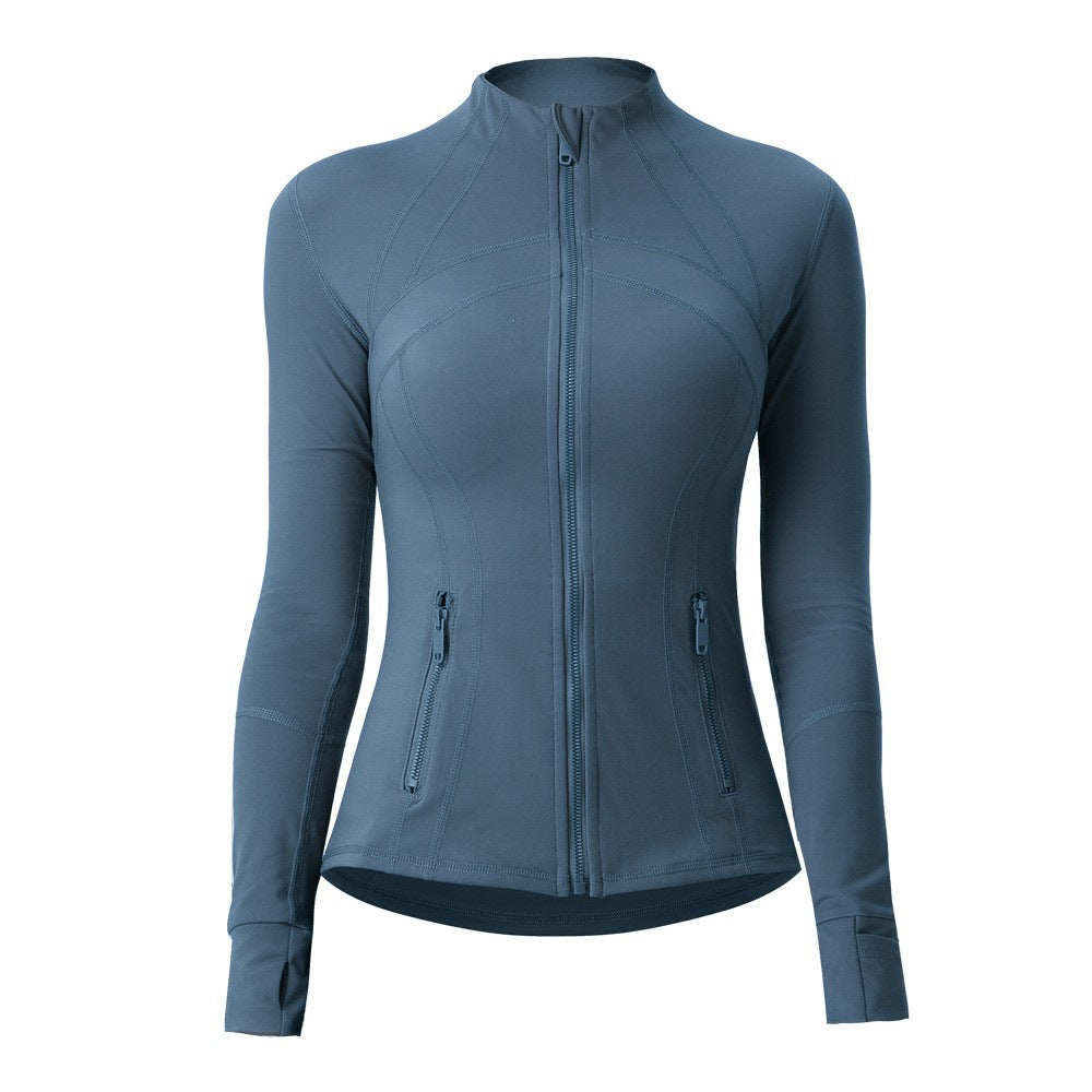 Running tight-fitting button-down zipper jacket
