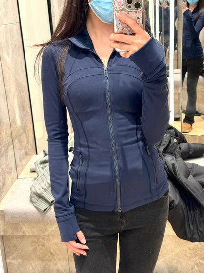 Running tight-fitting button-down zipper jacket