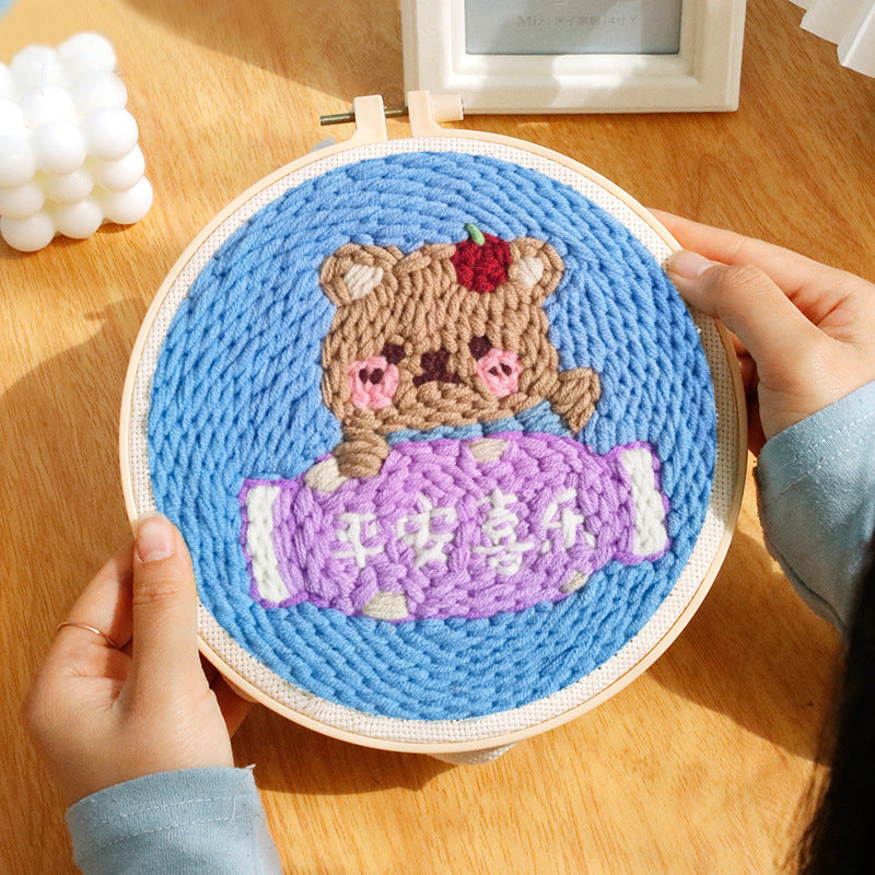 Russian Poke Embroidery DIY Craft Kit with Linen and Wool