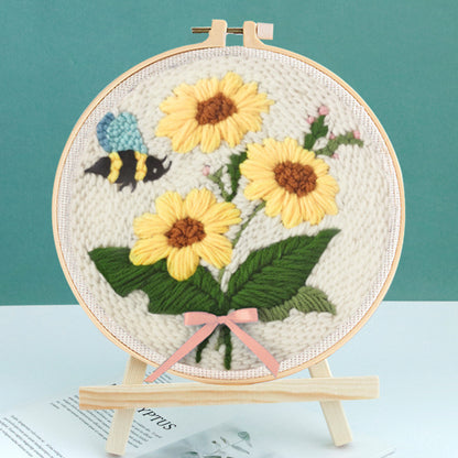 Russian Poke Embroidery DIY Craft Kit with Linen and Wool