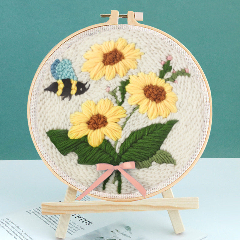 Russian Poke Embroidery DIY Craft Kit with Linen and Wool