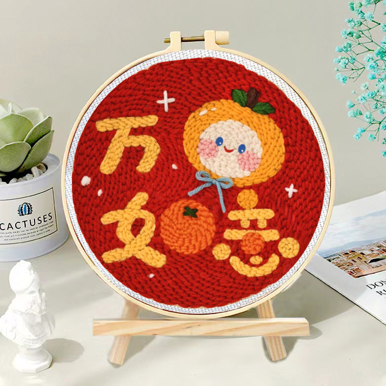 Russian Poke Embroidery DIY Craft Kit with Linen and Wool