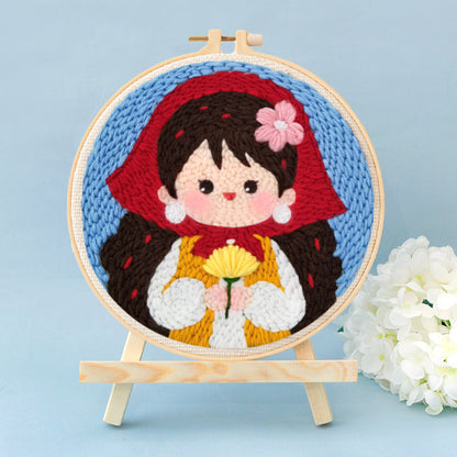 Russian Poke Embroidery DIY Craft Kit with Linen and Wool