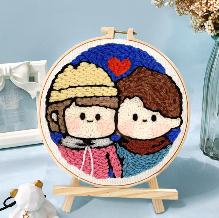 Russian Poke Embroidery DIY Kit with Cartoon Designs