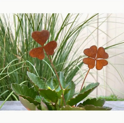 Rust Metal Clover Leaf Decoration for Home Garden