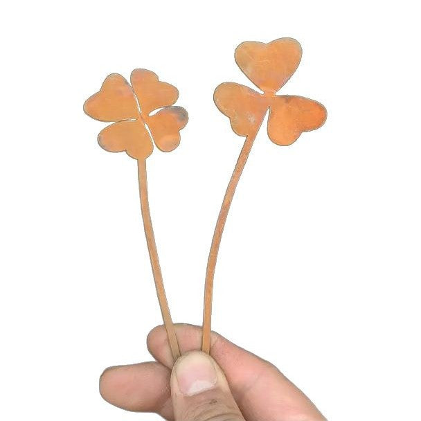 Rust Metal Clover Leaf Decoration for Home Garden