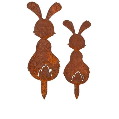 Rust Rabbit Metal Garden Decorative Stake