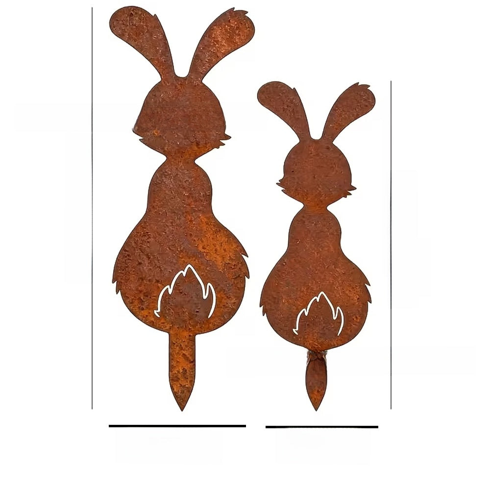 Rust Rabbit Metal Garden Decorative Stake