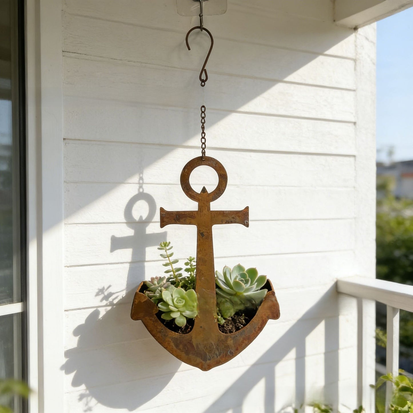 Rustic Anchor Shaped Hanging Planter