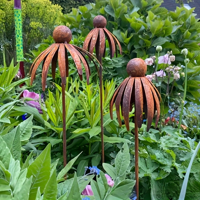 Rustic Echinacea Plant Shaped Garden Decoration