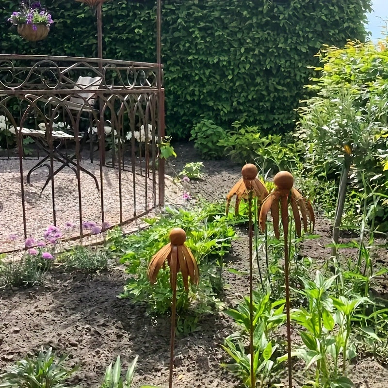 Rustic Echinacea Plant Shaped Garden Decoration