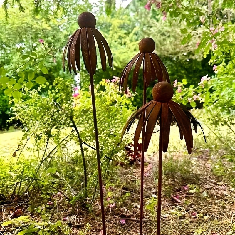Rustic Echinacea Plant Shaped Garden Decoration