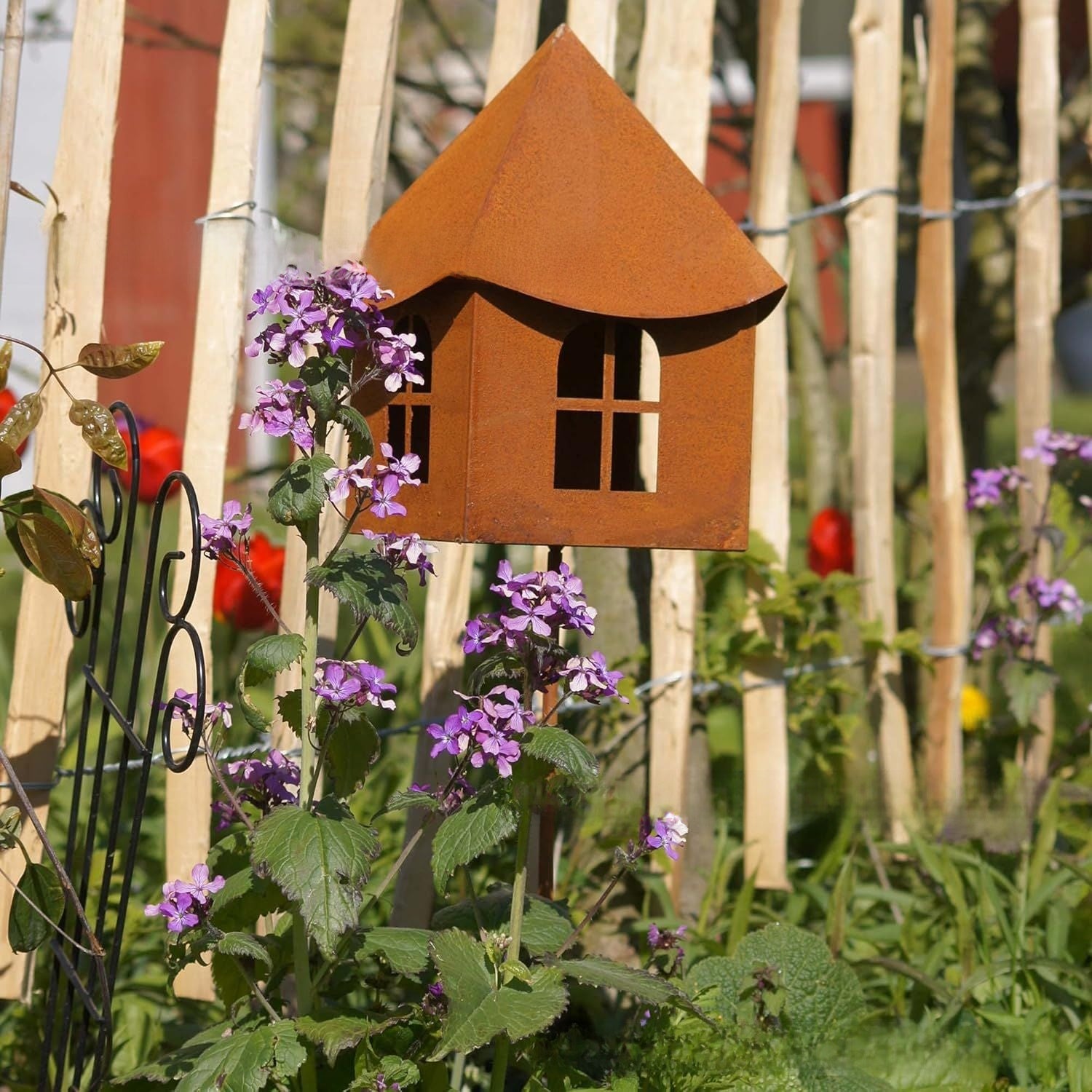 Rustic Iron Bird Feeder Ground Ornament