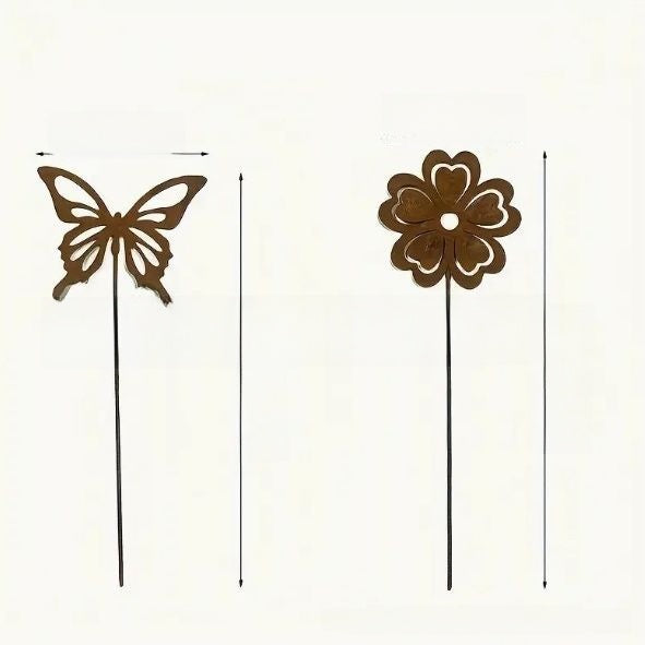 Rustic Iron Butterfly Flower Garden Decoration Insert