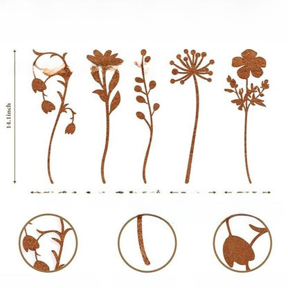 Rustic Metal Garden Flower Stakes Outdoor Decoration