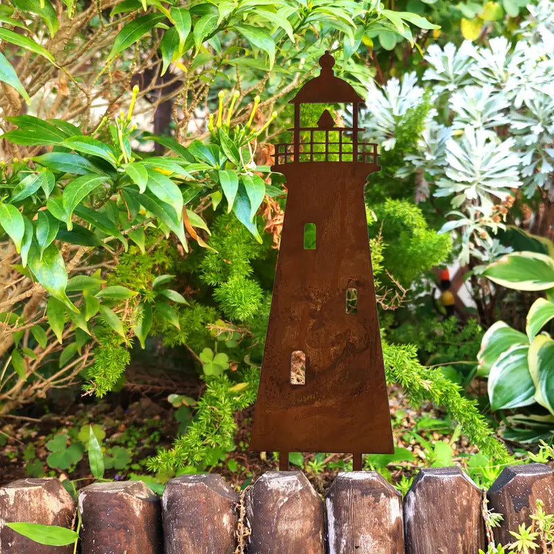 Rustic Metal Lighthouse Floor Plug Retro Outdoor Decoration