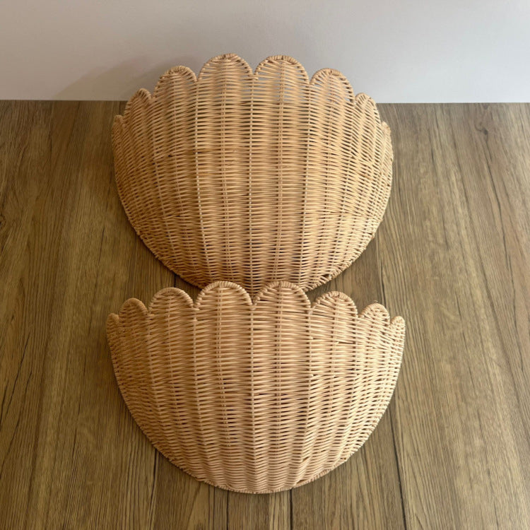 Rustic Rattan Wall Mounted Storage Basket