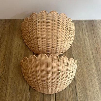 Rustic Rattan Wall Mounted Storage Basket