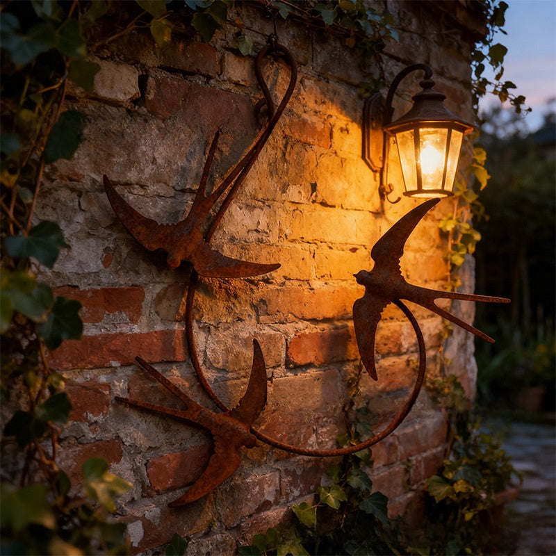 Rustic Three-Swallow Iron Hanging Ornament