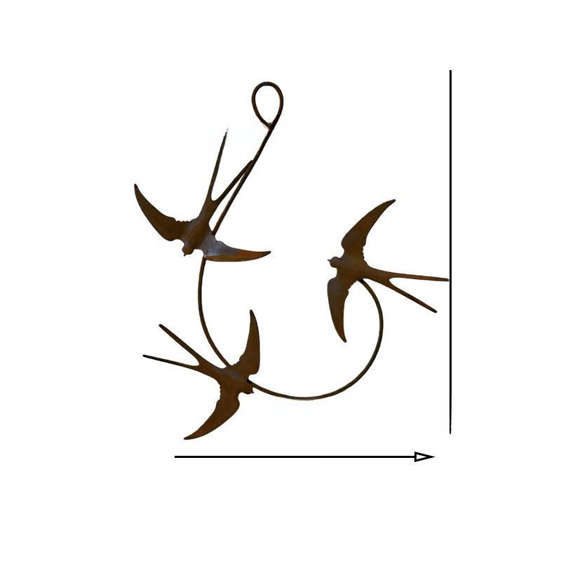 Rustic Three-Swallow Iron Hanging Ornament