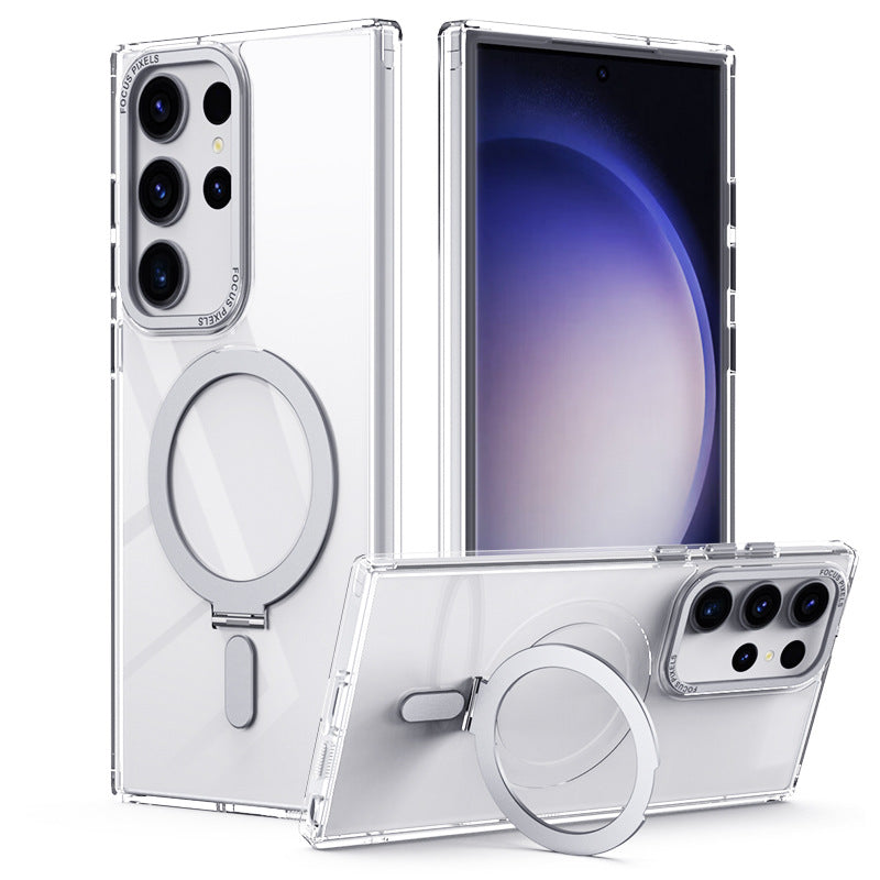 S25ultra Mobile Phone Case Magnetic Bracket MagSafe Drop-resistant Samsung S24 Transparent Fulcrum Mobile Phone Case