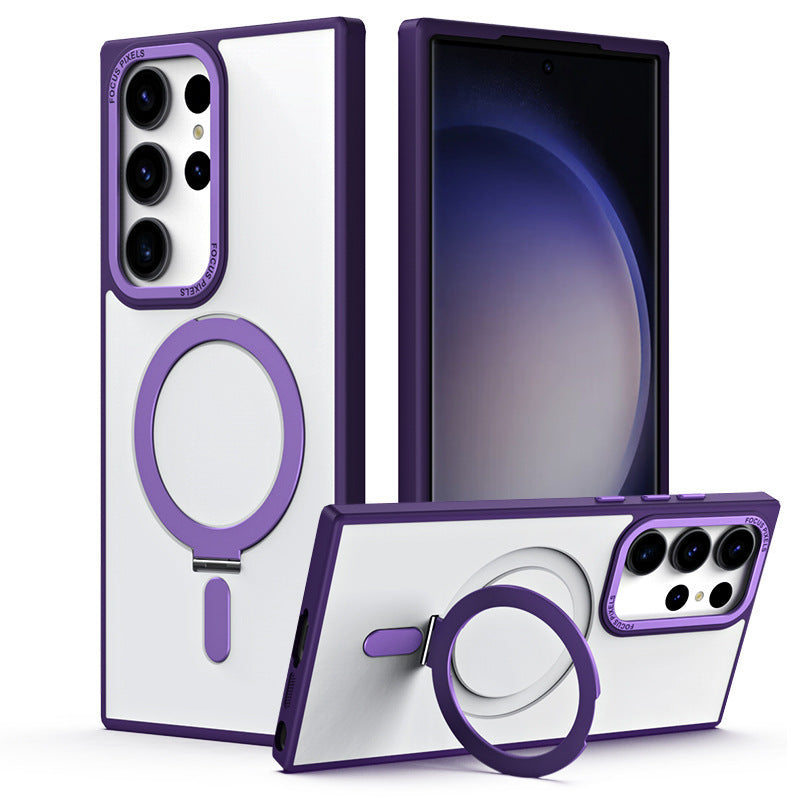 S25ultra Mobile Phone Case Magnetic Bracket MagSafe Drop-resistant Samsung S24 Transparent Fulcrum Mobile Phone Case